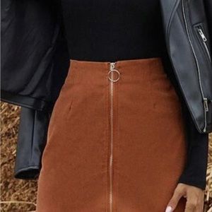 Corduroy ZipperFront Mini Skirt